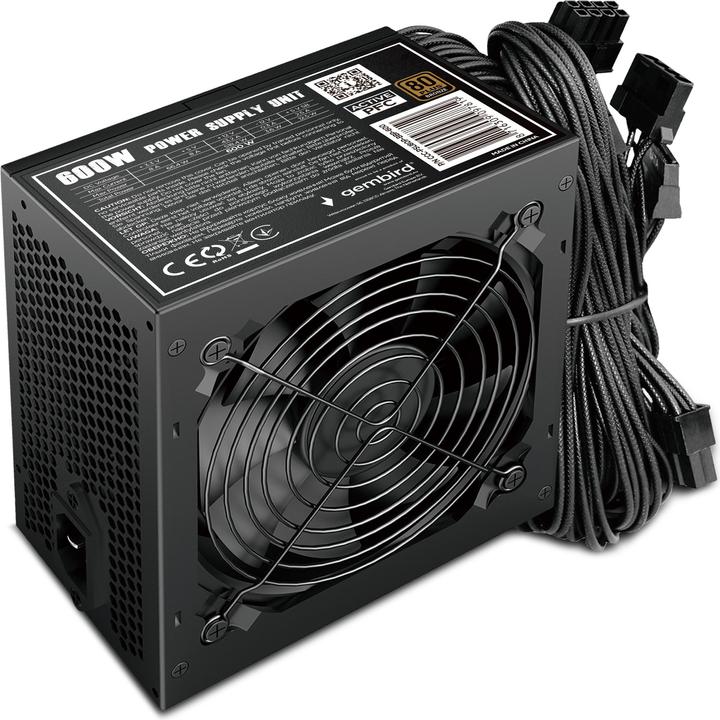 Gembird Power supply ATX 80+Bronze aktywne PFC, fan (600 W)