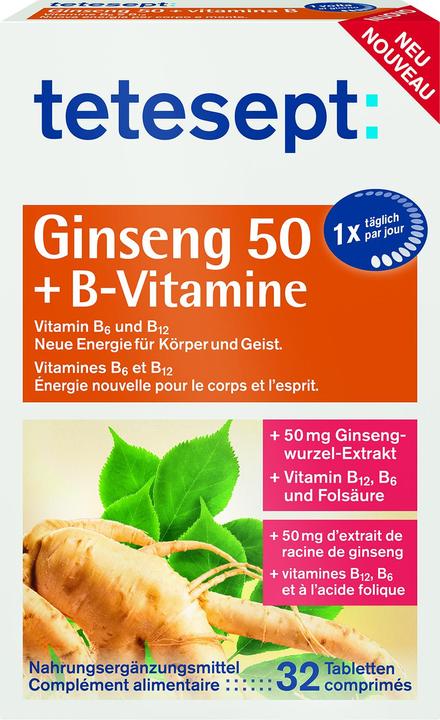 Produktbild Tetesept Ginseng 50 + B-Vitamine (32 Stück, Tabletten)