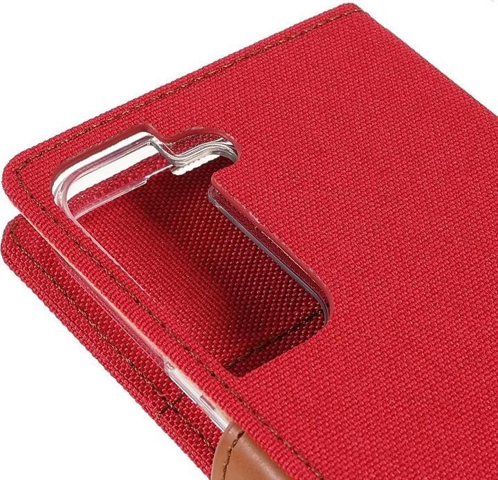 Produktbild Galaxy S22+ - Canvas Stoff Leder Etui rot (Samsung Galaxy S22+)