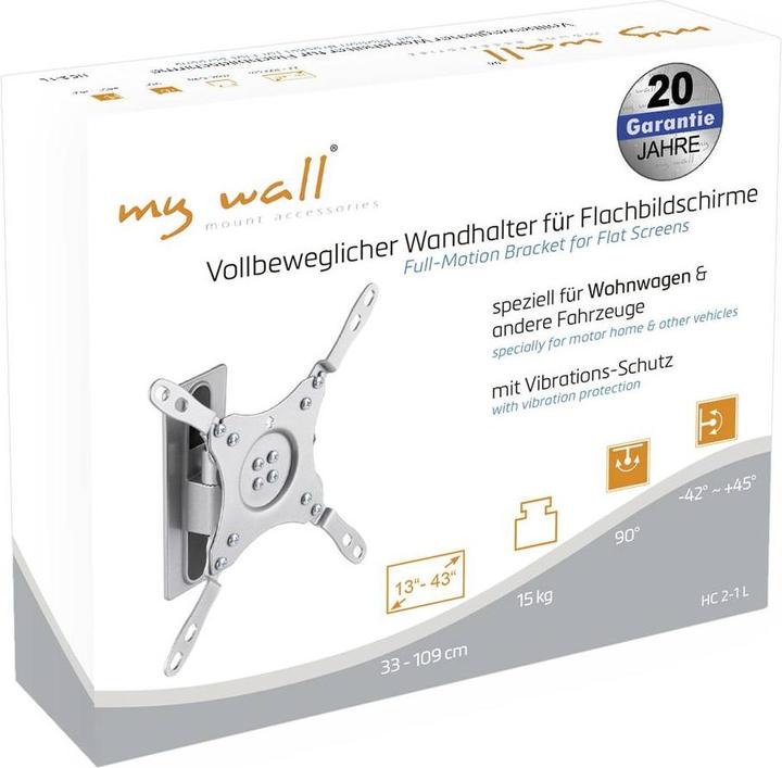 Image du produit myWall My Wall HC2-1L Support TV mural Niveau à bulle intégré 33 cm (13") - 109,2 cm ( (Mur, 43", 15 kg)