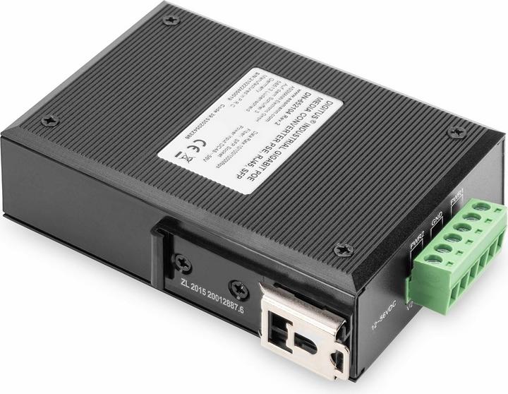 Actual product image Digitus 10/100/1000Base-TX (PoE) to 1000Base-FX Industrial Media Converter (2 Ports)