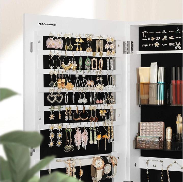 Image du produit Songmics Porte-bijoux avec miroir 152 cm, Blanc