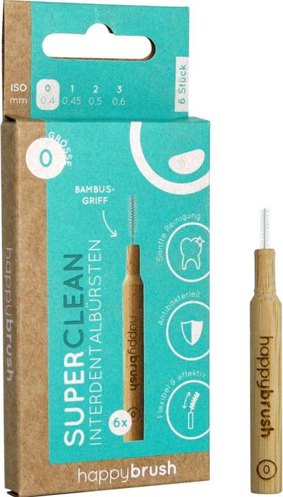 Actual product image happybrush Interdental brushes SuperClean ISO 0 0.4 mm Brown 6 pieces (6 x)