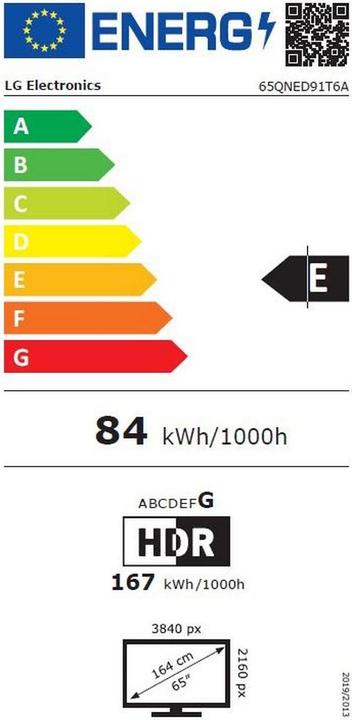 Energie-Label LG 65QNED91T6A.AEU (65", QNED91, QNED, 4K, 2024)