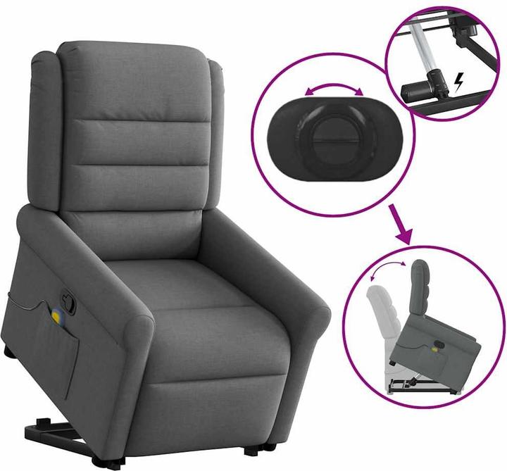 Actual product image VidaXL Massage chair with stand-up aid dark grey fabric