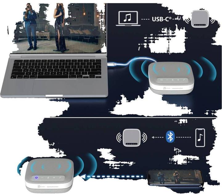Image du produit j5Create Station d’accueil avec enceinte USB-C 4K, Avec fil, USB 3.2 Gen 1 (3.1 Gen 1) Type-C, 100 W