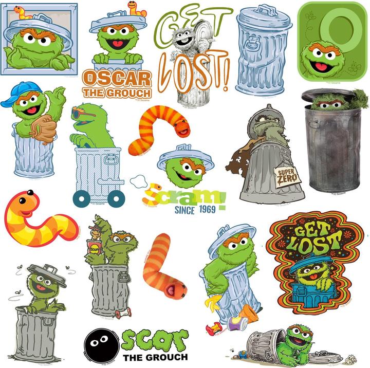 Actual product image Deluxe Oscar The Grouch Stickers (Pack of 50)