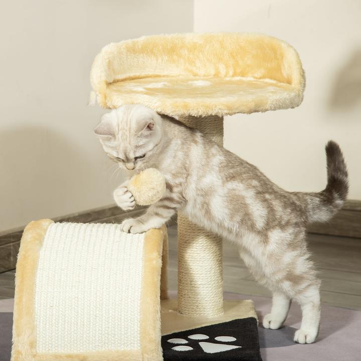 Produktbild PawHut Katzenbaum mit Plüsch (46 cm, Beige)