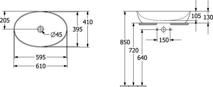 Actual product image Villeroy & Boch Countertop washbasin Artis 61 cm oval white 41986101 (410 mm, 610 mm)