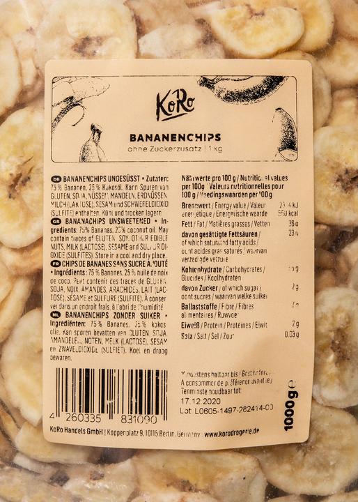 Immagine prodotto KoRo Patatine fritte alla banana (1000 g)