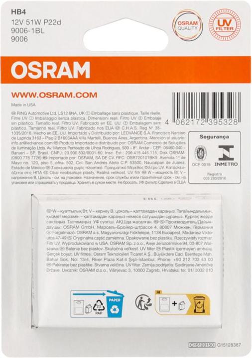 Image du produit Osram 4062172395328 Ampoules halogènes Original Line HB4 51 W 12 V (HB4)