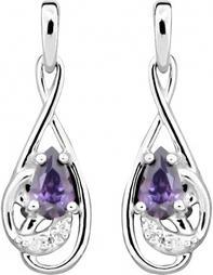 Silver Cat Fashion earrings with amethyst zircon SC403