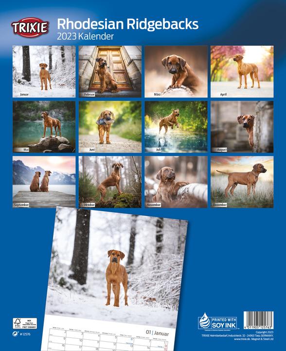 Actual product image Trixie Baby Calendar Rhodesian Ridgebacks