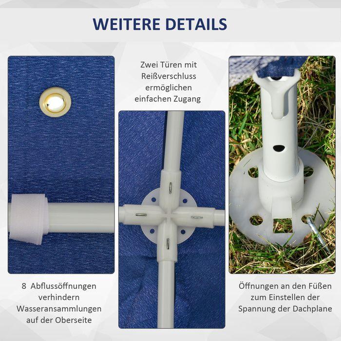 Image du produit Swisshandel24 Gartenpavillon 3x3m wetterfest mit Moskitonetz, Polyester in Blau (300 cm, 300 cm)