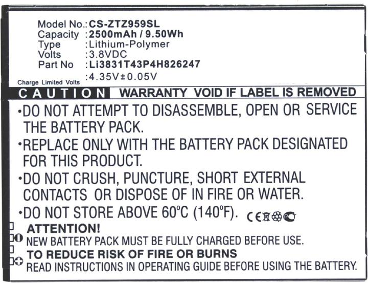 Actual product image AGI Battery compatible with ZTE Grand X 3 LTE - Battery - 2,500 mAh