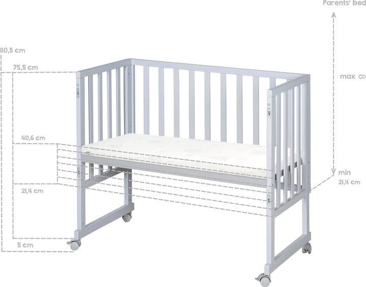 Produktbild Roba Stuben- & Beistellbett 3in1 mit Barriere + Matratze