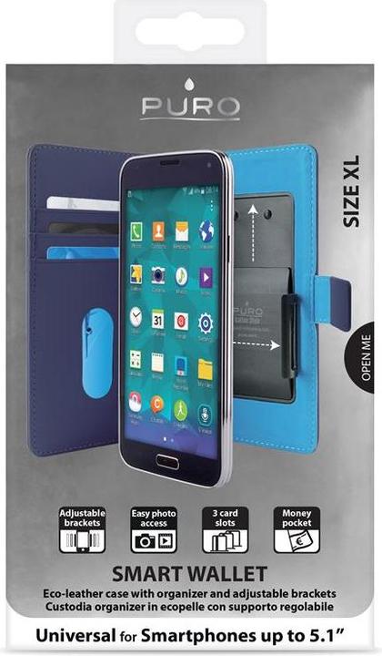 Produktbild Puro Universal Etuo for smartphones with 5.1-inch screen, blue (UNIWALLET3BLUEXL) (Universal)