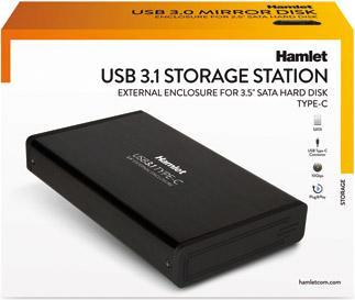 Actual product image Hamlet External USB 3.0 enclosure for SATA 3.5 hard drives Transfer rate up to 5Gbps (3.5")