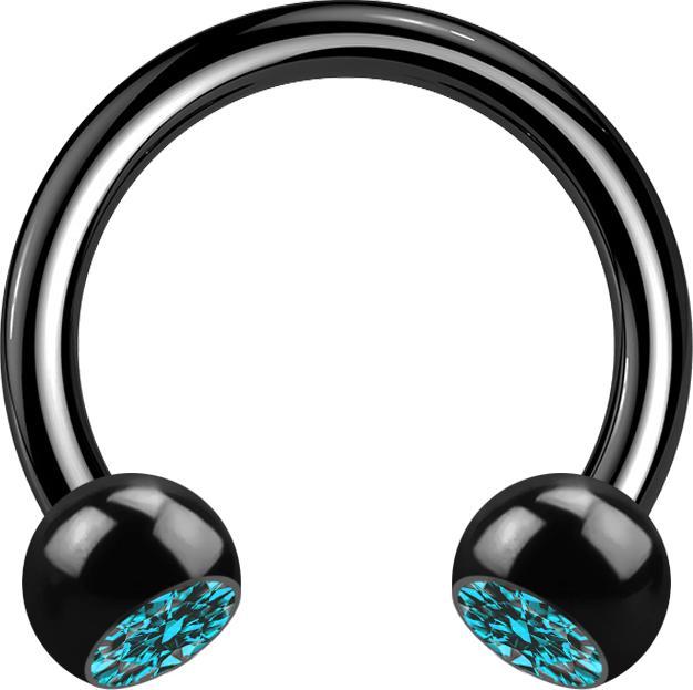 Immagine prodotto Star Piercing Bilanciere circolare nero con due sfere di cristallo color acqua (Titanio G23, senza ottone)