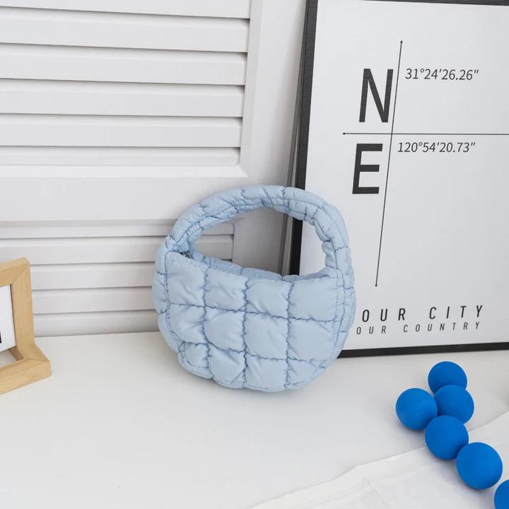 Only-Bags.Store Mini-Tasche Gesteppter Kreis Telefon Purpur Elegant Lila Weiches Nylon Gepolstertes