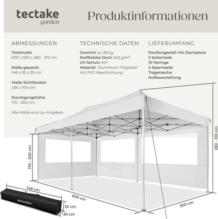 Actual product image tectake Garden gazebo (600 cm, 300 cm)