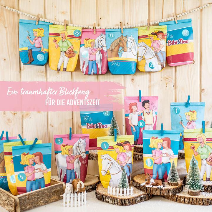 Produktbild Papierdrachen Adv Tüten weiss - bunt bedruckt - Bibi und Tina - Set 23