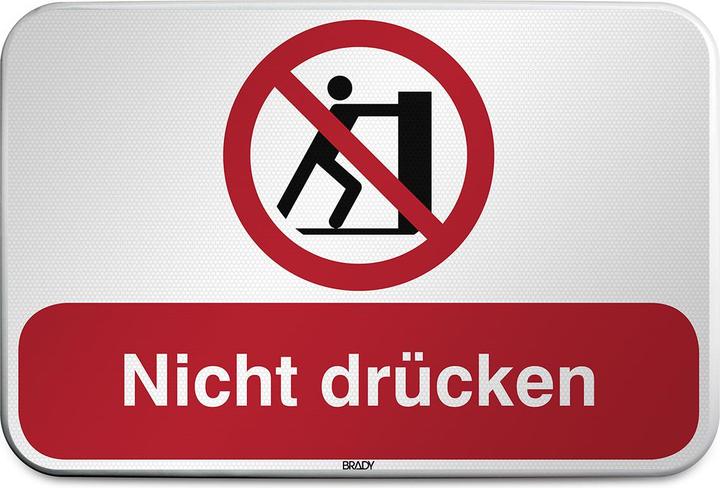 Produktbild Brady P/P017/DE221/RFLBD-600X400-1, ISO Sicherheitsschild - Nicht drücken, Aluminium laminiert mit