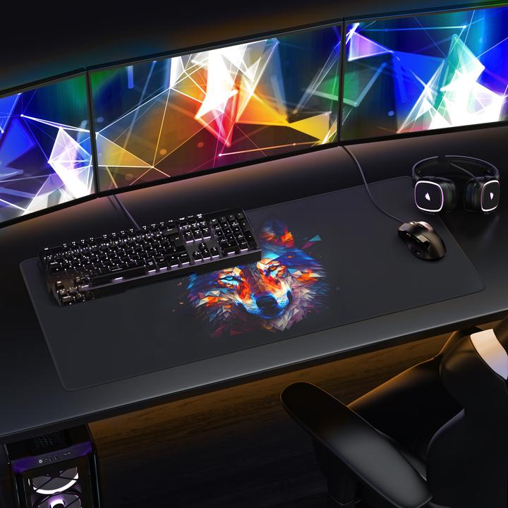 Image du produit Titanwolf Gaming Mauspad XXL, glattes Stoffgewebe, Speed Mausmatte 900 x 400 mm grosse Fläche, Polygon Wolf (XXL)
