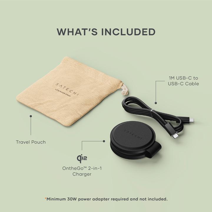 Produktbild Satechi OntheGo 2-in-1 Wireless Charger mit Qi2 (15 W)