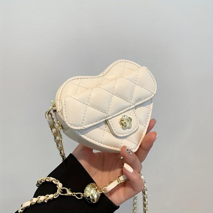 Actual product image Only-Bags.Store Heart-shaped mini cross-body bag, fashion embroidered PU leather bag, cute trendy accessory