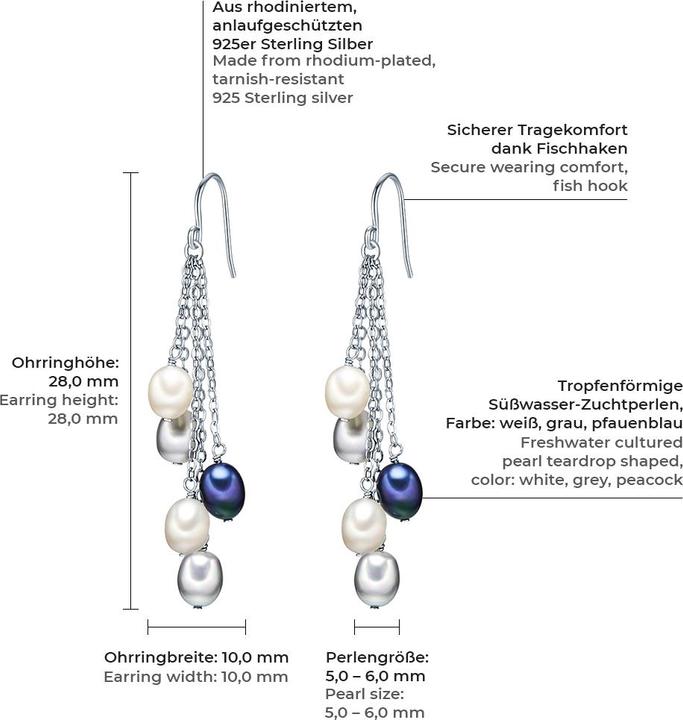 Immagine prodotto Valero Pearls Perle d'acqua dolce d'argento da donna - 3016 (Argento)