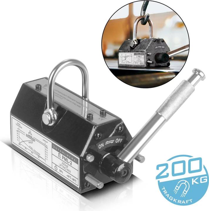 Produktbild Stahlwerk Lasthebemagnet mit 200 kg 440 lbs Tragkraft 700 kg 1543 lbs Zugkraft (1 x)