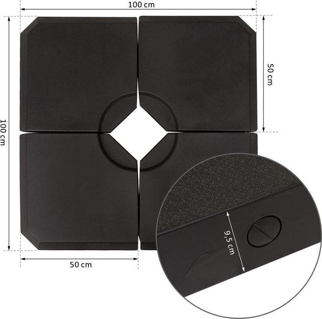 Image du produit Swisshandel24 Poids de parapluie, porte-parapluie 4 pièces, à remplir avec 80 eau ou 120 sable, HDPE, noir
