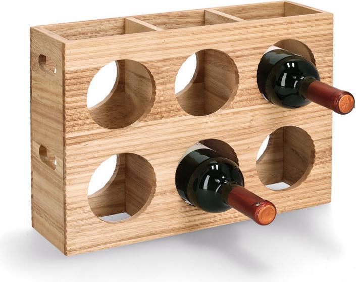 Zeller Present Weinregal "Stripes", für 6 Flaschen, Gummibaum (6 Fl.)