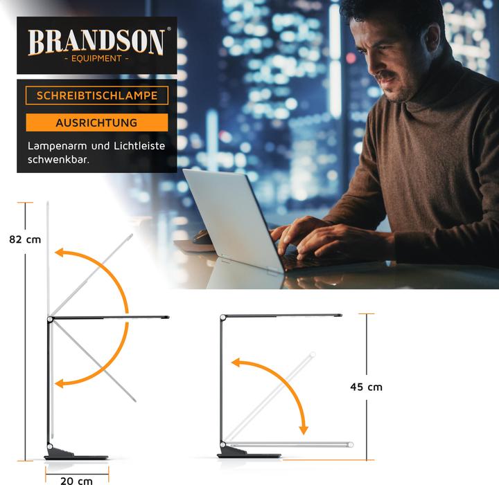 Actual product image Brandson Schreibtischlampe Metall-Design, USB Ladeanschluss, kabelloses Laden wireless Charging, Dimmfunktion (500 lm)