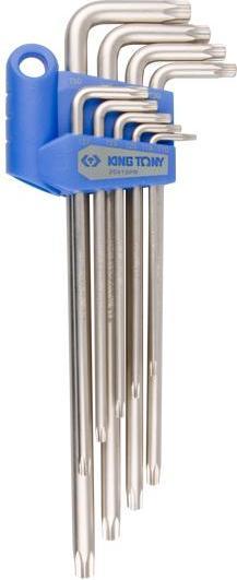 Actual product image King TONY KOMPLET TORXÓW Z OTWOREM EXTRA DŁUGIE T10 - T50 9 elem. 1127 W UCHWYCIE PLASTIKOWYM
