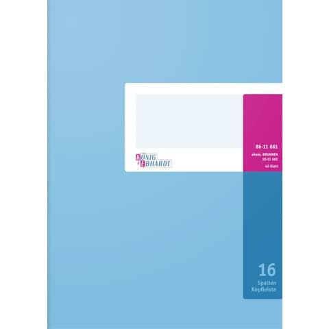 Produktbild König & Ebhardt Spaltenbuch DIN A4 hellblau/magenta 16 Spalten 40 Bl. (40 x)