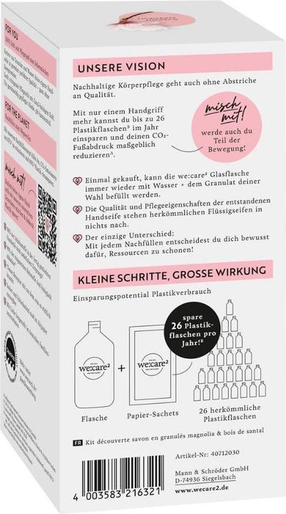 Image du produit we:care2 Kennenlern-Set, Handseife-Granulat, Magnolie-Sandelholz (Recharges, 250 ml)