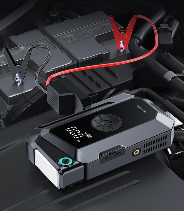 Actual product image Usams Jumpstarter Powerbank 8000mAh + wbudowana latarka czarny/black ZB287 (8000 mAh, 60 W, 29.60 Wh)