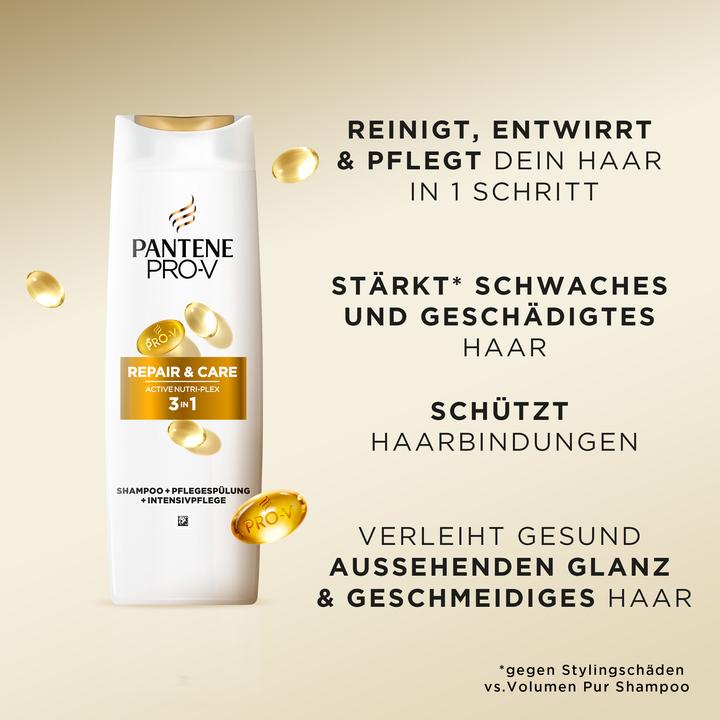 Nutritional values and ingredients Pantene Pro-V Repair & Care 3 in 1 (250 ml, Liquid shampoo)
