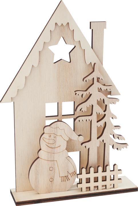 Produktbild VBS Holz-Steckmotiv "Winterhaus Schneemann", 6-tlg.