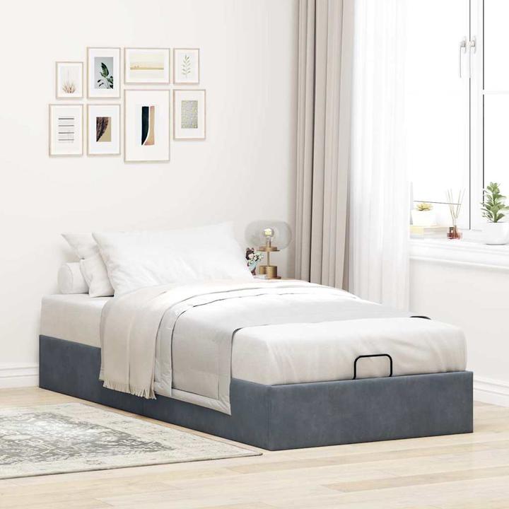 Actual product image VidaXL Ottoman bed without mattress dark grey 90x200 cm velvet (90 x 200 cm)