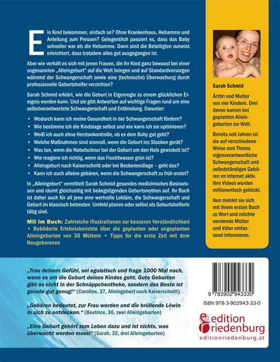 Produktbild Alleingeburt - Schwangerschaft und Geburt in Eigenregie (Deutsch, Sarah Schmid, 2014)