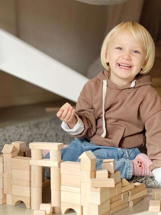Actual product image small foot Wooden building blocks in bag