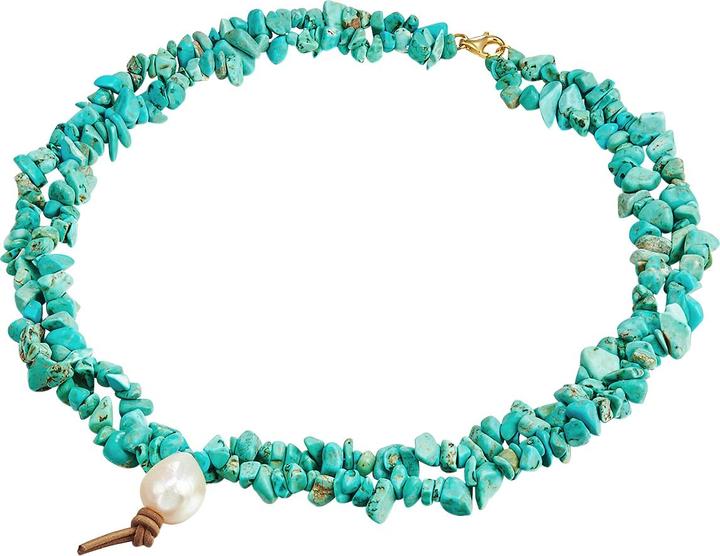 Immagine prodotto Valero Pearls Donna argento sterling turchese (rec.) perla d'acqua dolce coltivata oro giallo 45,0 cm - 28635 (Argento, 45 cm)