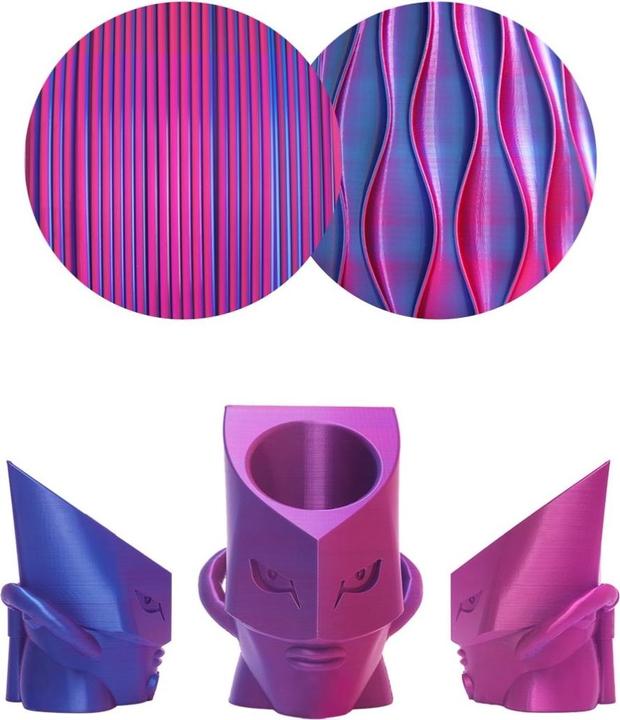 Actual product image eSUN eSilk Magic-PLA Blue-Red Filament 1.75mm 1Kg (PLA, 1.75 mm, 1000 g, Blue)