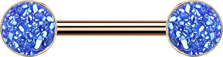 Actual product image Star Piercing Barbell rosegold mit Druse Stein dunkelblau (without brass, Surgical steel 316L)