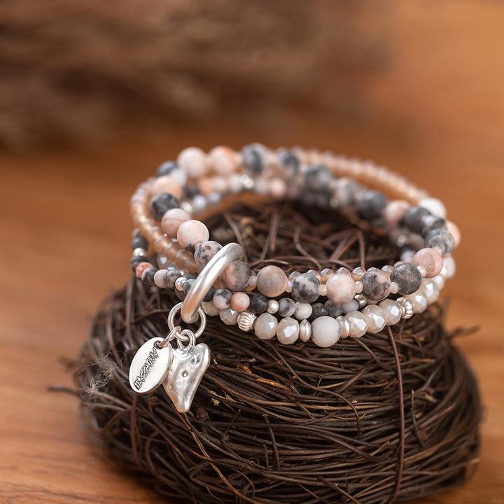 Actual product image Andreani Bracelet with real stones kiwi jasper (80 cm, Heart, Agate)