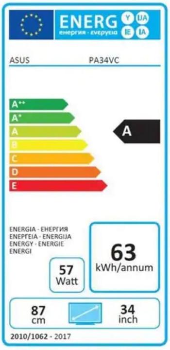 Energy Label ASUS ProArt PA34VC (3440 x 1440 pixels, 34.10")