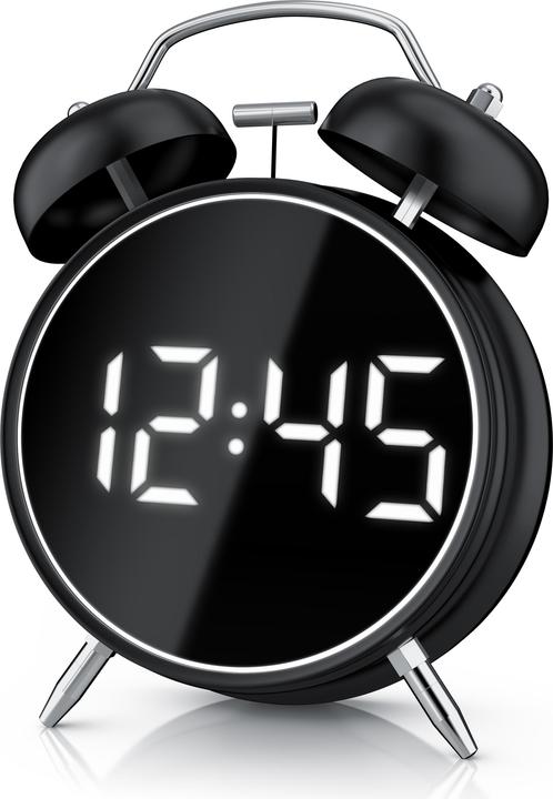 Bearware Wecker digital, rund, Lichtring, Retro, lauter